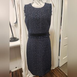 J. Crew Boucle Tweed Velvet Banded Sleeveless Purple Blue Black Pink Dress Sz 10